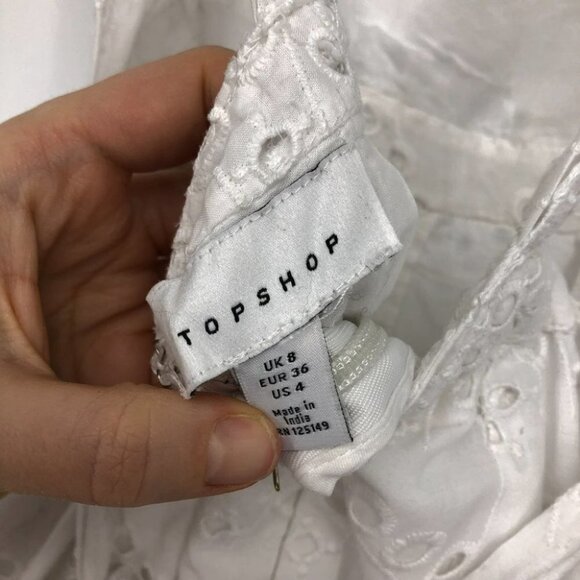 TopShop Broderie Anglaise white ruffle jumpsuit waist tie laser cutout floral 4 - Picture 6 of 16